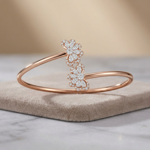 Bague en or rose ovale avec diamant poire, style floral vintage, bande ouverte, bijoux de mariage et de fête pour femme - Product Image 3