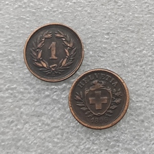 Pièces de monnaie commémoratives de style antique suisse de 1 centime, 1855-1896, cadeaux, décoration de la maison - Product Image 6