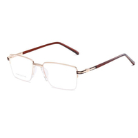 YM8888 Bingkai Kacamata Pria Bisnis Solid Square Half Frame Metal untuk Kacamata Baca