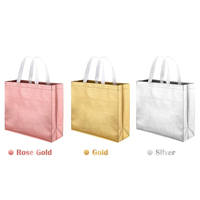 Sac fourre-tout pliable et réutilisable en non-tissé argenté métallisé pour femme, avec poignée robuste – Nouvelle collection tendance