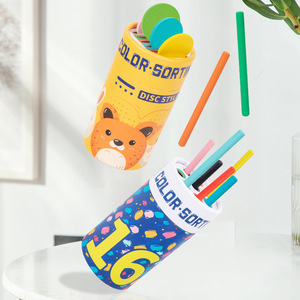 Giocattolo educativo Montessori nuova classificazione dei colori per bambini del cilindro di gioco 5-7 anni secchio di smistamento di colore del legno - Product Image 5