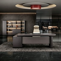 Bureau de direction en bois de luxe haut de gamme, bureau d'ordinateur moderne avec armoire de rangement pour immeuble de bureaux, design durable