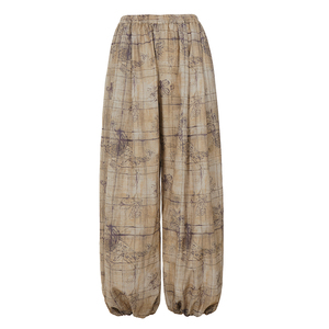Pantalon décontracté d'été léger et respirant à taille élastique, coupe ample et décontractée, motif à carreaux, style streetwear pour femme - Product Image 6