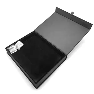 新趋势豪华黑色批发定制标志设计礼品包装磁性闭合书形盒装饰