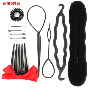 Ensemble d'outils de coiffure, 6 pièces, accessoires capillaires en plastique pour la création de chignons et de coiffures relevées - Product Image 1