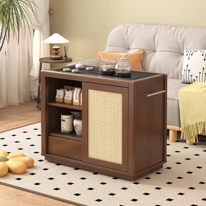 Shulin Solid Wood Tea Cabinet With Storage 3 Compartments 1 <b>Drawer</b> Nordic Style Living Room <b>Side</b> <b>Table</b> - Product Image 4
