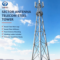 Menara Komunikasi Tiga Kaki untuk Jangkauan Jaringan Stasiun Basis Telekomunikasi Struktur Antena Baja Galvanis
