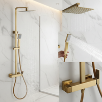 Ensemble Baignoire et Douche Doré Brossé Glamour, Mélangeur Cascade pour Villas et Hôtels