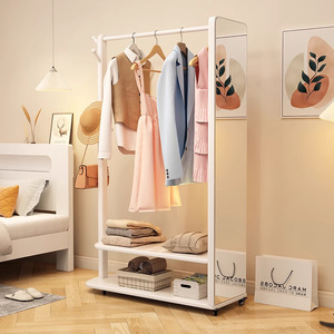Perchero de madera maciza de 80x32x107cm, diseño moderno con espejo, multiusos, para uso en el hogar y el dormitorio - Product Image 3