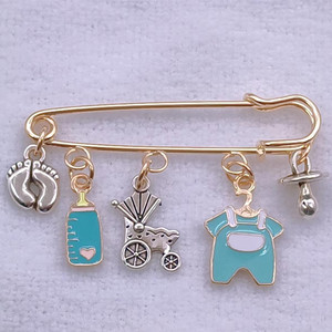 Pin Conmemorativo de <span class=keywords><strong>Moda</strong></span> para el Día de la Madre, con Temática de Cochecito de Bebé, Biberón, Ropa, Chupón y Pie, para Niños, Aleación Principal - Product Image 6
