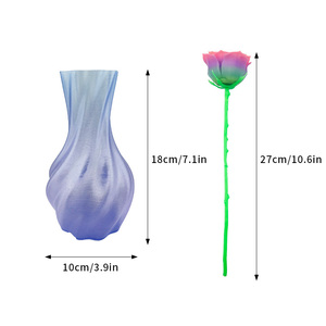 Rosas Artificiales Impermeables de Plástico Mejorado con Jarrón, Adorno Decorativo para Interiores y Exteriores, Figuras Decorativas - Product Image 6