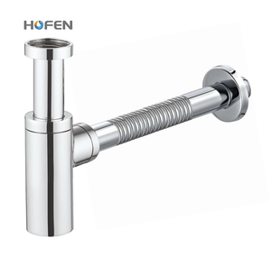 Sifone per Lavandino in Ottone Cromato con Tubo di <span class=keywords><strong>Scarico</strong></span> per Mobile <span class=keywords><strong>Bagno</strong></span> e Sifone a Bottiglia con Soffietto - Product Image 1