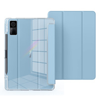 Étuis et housses pour tablettes, support magnétique à trois volets pour stylo, cuir PU, TPU transparent, étui de protection DIY pour Redmi Pad SE 8,7 pouces 11 pouces Mi Pad5 6