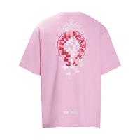 Camiseta de Manga Corta para Hombre, Estilo Hip Hop, de Secado Rápido, Ecológica, con Estampado Digital de Corazones Cromados, Tejido de Punto Holgado, Alto Gramaje 240g