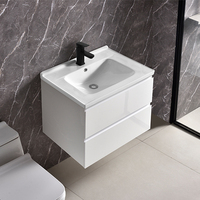 Meubles de salle de bain modernes en céramique, mini-meubles sous-vasque résistants à l'eau en contreplaqué écologique et durable pour hôtels et villas
