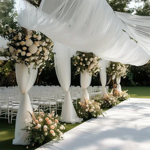 Cortinas de tela de gasa transparente elegantes, directas de fábrica, para telón de fondo de arco de boda, cortinas transparentes para techos de boda, cortinas para decoración de bodas - Product Image 2