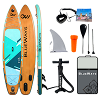Planche de SUP gonflable à grain de bois, directement de l'usine, planche de paddle tout usage avec accessoires complets et homologuée CE