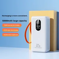 Nouvelle batterie externe portable à charge ultra-rapide 22,5 W avec affichage numérique, grande capacité 50000 mAh, pour diffusion en direct, micro USB Type-C, en plastique