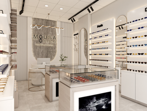 Gabinete <span class=keywords><strong>de</strong></span> exhibición decorativo <span class=keywords><strong>de</strong></span> diseño <span class=keywords><strong>de</strong></span> cadena <span class=keywords><strong>de</strong></span> gafas LED personalizado <span class=keywords><strong>de</strong></span> fábrica Solución integral Iluminación Led para Centro Comercial Grande - Product Image 3