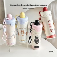 Gourde isotherme en acier inoxydable 316 pour usage domestique, haut de gamme pour femme, avec boule flottante, cordon de transport pour étudiant et paille, grande capacité