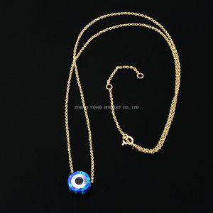 <span class=keywords><strong>Collar</strong></span> en Stock de Plata de Ley 925 con Dije de Piedra de Ópalo de Ojo Turco Redondo Azul, Joyería de Ópalo Chapada en Rodio y Oro con Cadena de Eslabones - Product Image 3