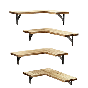 Estantes Flotantes de Pared en Forma de L de 4 Niveles, Resistentes, Modernos, de Madera, para Almacenamiento en Esquinas de Cocina, Baño y Garaje - Product Image 1