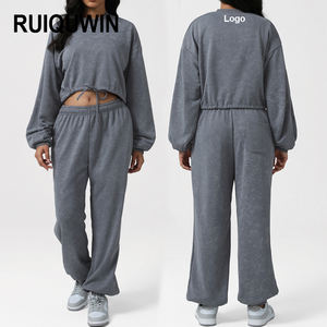 Ensemble de sport RUIQUWIN OEM, nouveau design, sweat-shirt à col rond et cordon de serrage, manches longues, pantalon de <span class=keywords><strong>jogging</strong></span> taille haute - Product Image 1