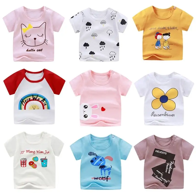 T-shirt in cotone a salve estive all'ingrosso 2023 magliette personalizzate per bambini e ragazzi t-shirt a maniche gonfie da bambino