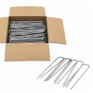 Heavy Duty Galvanized Steel U-Shaped Ground Nails Rust-Resistant Landscape Staples for Weed Barrier <b>Garden</b> Farm Use - Product Image 1