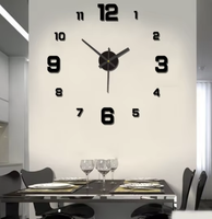 Jam Dinding Besar Tanpa Bingkai 40CM 3D Bercahaya Jam Dinding Akrilik DIY Pemasangan Dinding Jam Dinding Digital Senyap Dekorasi Kantor