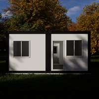 Maison conteneur pliable en bois pour hébergement sur chantier, entièrement meublée avec salle de bain et cuisine