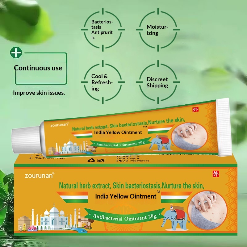 Indian Yellow Ointment Herbal Extract Anti-Itch Antibacterial Moisturizing Skin Itch Relief Blister Peeling for Hands Feet Groin
