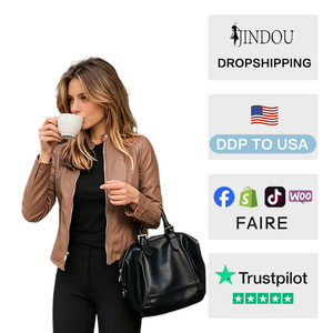 <span class=keywords><strong>Giacca</strong></span> da <span class=keywords><strong>moto</strong></span> Casual autunno tinta unita antivento con chiusura a cerniera in tessuto PU - Product Image 2