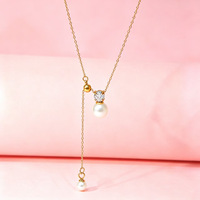 Collier pendentif classique en acier inoxydable avec perle pour femme