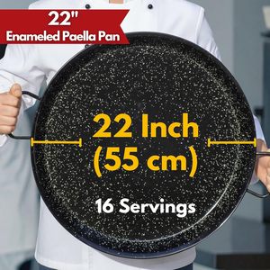 Paellera <span class=keywords><strong>de</strong></span> Acero Esmaltado OEM <span class=keywords><strong>de</strong></span> 22 Pulgadas (55 cm), Paellera Española Grande Antiadherente y Resistente a la Oxidación, <span class=keywords><strong>Precio</strong></span> <span class=keywords><strong>de</strong></span> Fábrica - Product Image 3