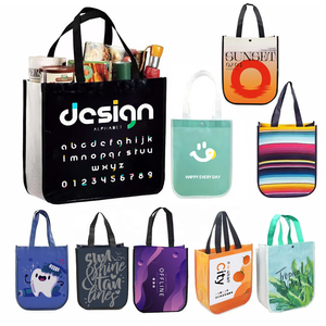 Su misura Logo di fabbrica a buon mercato eco-friendly promozionale pieghevole rivestito Tote Bag Non tessuto con chiusura a scatto all'esterno - Product Image 1