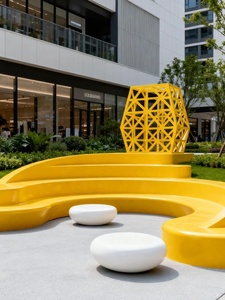 Banco Geométrico Personalizado con Forma de Árbol Amarillo para Exteriores, Asientos Poliédricos con <span class=keywords><strong>Piscina</strong></span> para Patio Residencial - Product Image 3