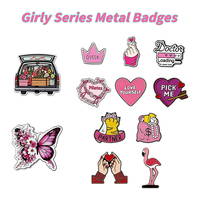 Broches en émail de la série Girly, badges métalliques à motif de dessin animé mignon, broches magnétiques à fermoir papillon pour la décoration de chapeaux et de vêtements