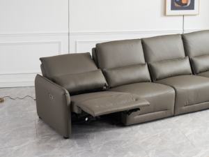 Canapé inclinable électrique 4 places en cuir véritable Power Smart avec design moderne et fonction de refroidissement pour salon - Product Image 5