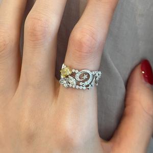 Bague en argent pur S925 de style vintage, design de météore plein de diamants, industrie lourde, bagues en diamants personnalisées - Product Image 2