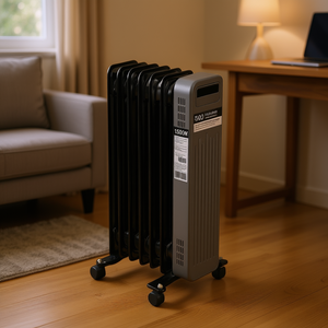 Calentador de Radiador con Relleno de Aceite de 1500W, Portátil, para Uso en Casa u Oficina, Metálico Negro, Independiente - Product Image 2