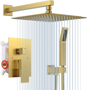 Salle de bain dorée <span class=keywords><strong>Douche</strong></span> en acier inoxydable Mélangeur de <span class=keywords><strong>douche</strong></span> chaude et froide dans la pluie murale Ensemble de <span class=keywords><strong>douche</strong></span> dissimulé - Product Image 3