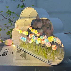 Vendedor superior 3D DIY acrílico 21 tulipán flor nube espejo decorativo mesa noche luz para Navidad boda fiesta regalo - Product Image 3