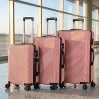 Ensemble de 3 valises de voyage à roulettes rigides, légères, durables, étanches, en ABS et polyester, motif dessin animé, vente en gros