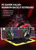Vente en gros d'usine - Combo de jeu filaire rétroéclairé 4 en 1 TF240 - Casque, tapis de souris, clavier filaire avec éclairage LED, ensemble de jeu RGB