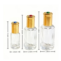 Botol Parfum Kaca Berbentuk Silinder 3/6/12ml dengan Alas Bergaris, Tutup Aluminium, dan Baja untuk Isi Ulang Minyak, Kemasan Karton