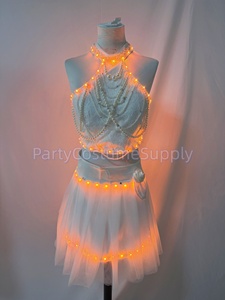 Chaleco de <span class=keywords><strong>lentejuelas</strong></span> con luz LED para mujer, chaqueta ajustada brillante, cárdigan con brillo, tops brillantes para fiesta disco vaquera - Product Image 6