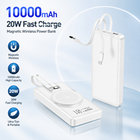 Chargeur sans fil 20W, batterie externe ultra-fine et portable 10000mAh, chargeur rapide avec écran LED, chargeur de téléphone