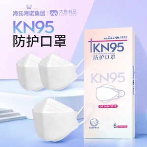 หน้ากากป้องกัน KN95 สำหรับผู้ใหญ่ Haishi Hainuo, หน้ากากทรงปากปลา N95 สำหรับผู้ใหญ่, รูปทรงใบหลิวแบบใช้แล้วทิ้ง, 6 ชิ้นต่อแพ็ค - Product Image 1