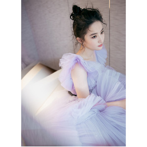 Liu Yifei Inspired Purple Tulle Cake Dress Sweetheart Neckline Ball Gown For Birthday Party Performance Banquet - Product Image 4